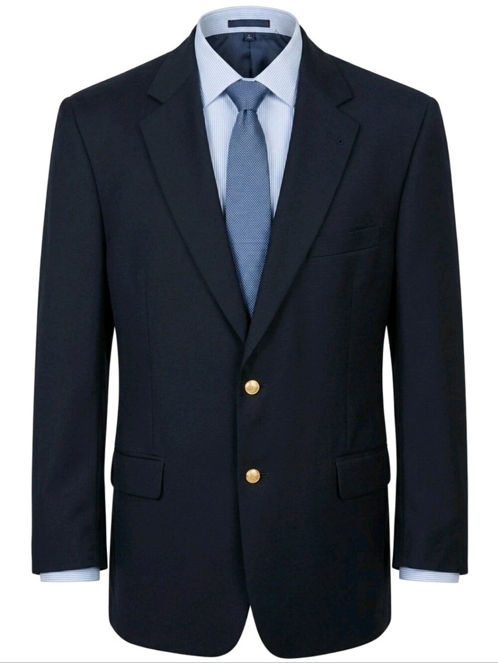 Jos A Bank Blazer Mens 44R Black 100% Wool Gold Buttons Classic Sport Jacket